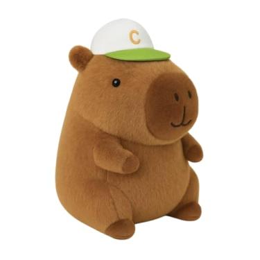Imagem de Pelúcia Capivara com Boné 22cm – Macia, Antialérgica e Fofa – Decoração e Presente Criativo (MARRROM)