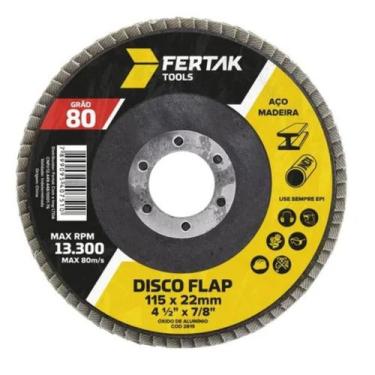 Imagem de Caixa com 10 Discos de Lixa Flap 4.1/2" Grão 80 Fertak - FERTAK TOOLS