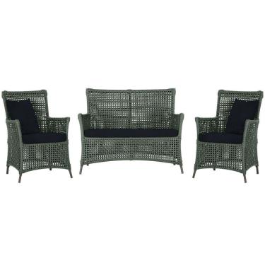 Imagem de Jogo Sofá E 2 Poltronas Igapó Alumínio Marrom E12 Trama Verde