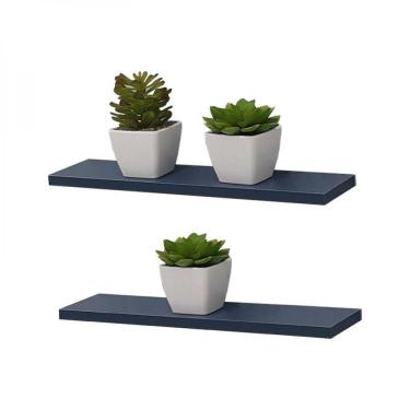 Imagem de Kit 2 Prateleiras 50X15cm Azul com Suporte Invisível