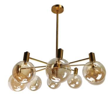 Imagem de Lustre Pendente 8 Globos Luxo Bola Molecular Vidro Moderno Decoraçao Jabuticaba Casa Restaurante