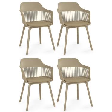 Imagem de Kit 4 Cadeiras De Jantar Estofada Marcela - Nude Escuro