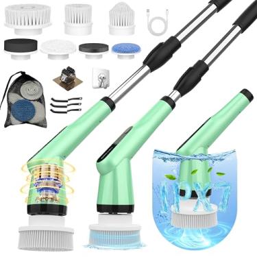 Imagem de Esfregão giratório elétrico G2 – Escova de limpeza de chuveiro IPX7 à prova d'água 12 em 1, alça retrátil e 2 velocidades para banheiro, banheira, cozinha, pisos de azulejo