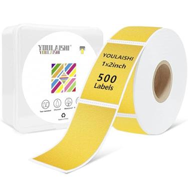 Imagem de YOULAISHI Rolo de adesivos de 2,5 x 5 cm para impressora térmica, 500 peças, etiquetas coloridas removíveis para freezer, etiquetas adesivas em branco à prova d'água para escrever em recipientes e