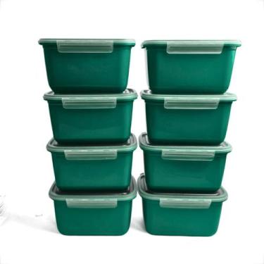 Imagem de Kit Pote Plástico De Marmita Fitness Com Trava P/ Microondas Geladeira