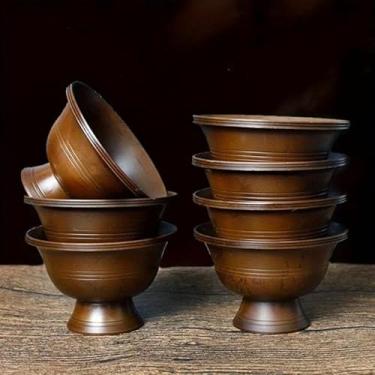 Imagem de 1 tigela tântrica de bronze cálice auspicioso tigela tibetana 6 cm copo de água benta budista para casa presente de mesa altares tributo decorativo