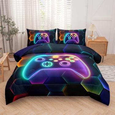 Imagem de Helloosuu Conjunto de edredom solteiro com 5 peças, solteiro, para meninos, adultos, adolescentes, uso em todas as estações