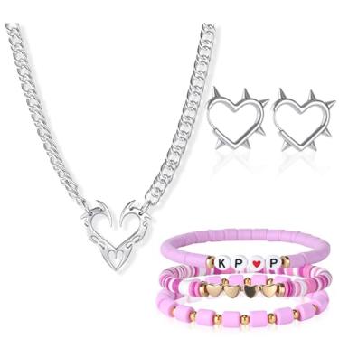 Imagem de Misdary Conjunto de 3 peças de brincos de pulseira Kpop anime merch cosplay joias acessórios de fantasia para fãs de BFF presentes, mutisize, acrílico, liga metálica, Sem Pedra Preciosa