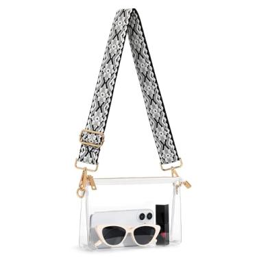 Imagem de Vosturdy Bolsa transparente para mulheres, bolsa pequena transparente para eventos de estádio, bolsa transversal para shows, festas, fãs de esportes, Boêmio, Bolsa transparente (boêmia)
