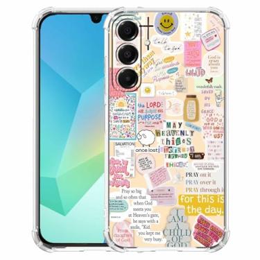 Imagem de Capa para Galaxy A16 com design cristão, versículo bíblico de Jesus citações cristãs capa padrão colagem para cristãos, capa de telefone de TPU macio para Galaxy A16, #6