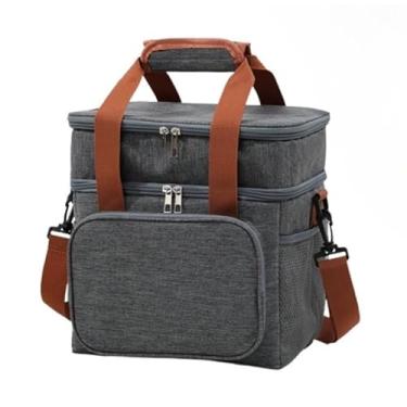 Imagem de Bolsa Térmica De Duas Camadas De Grande Capacidade Adequada Para Piquenique (Cinza)