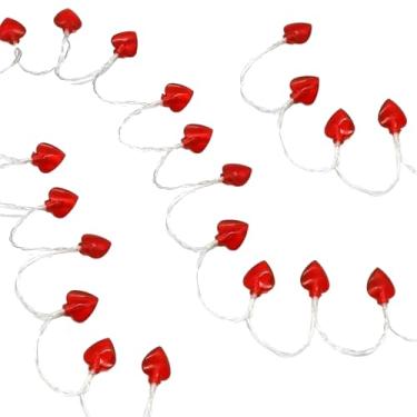 Imagem de Cordão de luzes LED de coração com clipes de foto rosa, 40 luzes, alimentado por bateria, 1,8 m, ideal para o dia dos namorados e decoração de casamento