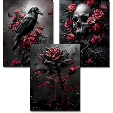 Imagem de GOUOYANA Kits de arte de diamante de Halloween para adultos, arte de diamante gótico 5D, conjunto de 3 peças para iniciantes, faça você mesmo, pintura completa de diamante, arte e artesanato