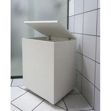 Imagem de Cesto De Roupas Baú Roupeiro Tulha Com Rodízios Branco