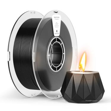 Imagem de kexcelled Filamento de PC retardador de chamas 1,75 mm, filamento de policarbonato preto, PC FR com grau UL94 V0 sem halogênio, retardante de fogo e resistente ao calor, carretel de 1 kg (1 kg)