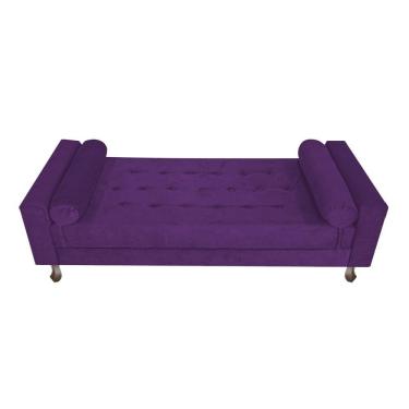 Imagem de Recamier Baú Félix Solteiro 100cm Suede Roxo
