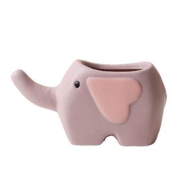 Imagem de Desenho de desenho animado de elefante de cerâmica em vaso de flores 6