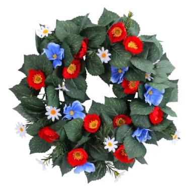 Imagem de SHIPAI Guirlanda de 4 de julho de 4 de julho para porta da frente do Dia da Independência Americana - Guirlanda de flor artificial realista para porta da frente para decoração de casa