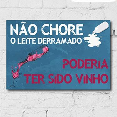 Imagem de Placa Decorativa MDF Frase Vinho e Leite