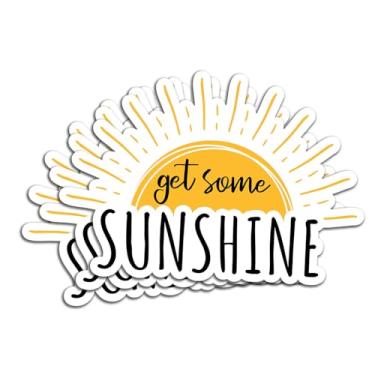 Imagem de (3 peças) Adesivo Get Some Sunshine com citação motivacional decalques de vinil à prova d'água adesivos de vinil para livros, laptops, telefone, garrafas de água, copo Kindle 7,6 cm