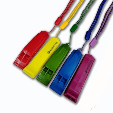 Imagem de HOLDALL Apito de segurança de emergência com cordão, apitos altos sem ervilhas para passeios de barco, caiaque, colete salva-vidas, sinalização de sobrevivência.