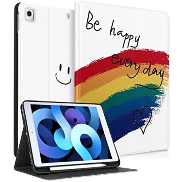 Imagem de Uppuppy Capa para iPad 9ª/8ª/7ª Geração, 10,2 polegadas, meninas, crianças, mulheres, capa inteligente com suporte para lápis, design estético arco-íris, feminino, Kawaii, adolescentes, capas para iPad 7/8/9 Gen A2602 A2270 A2197