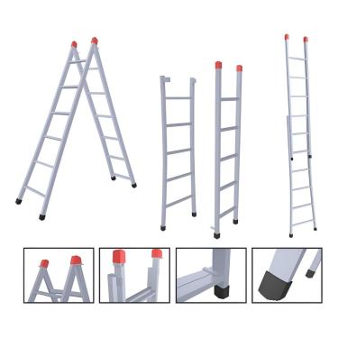 Imagem de Escada Extensiva 3 em 1 Aço 7x12 Degraus 3,55m 120kg NV207P