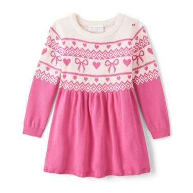 Imagem de The Children's Place Vestido suéter de manga comprida para bebês meninas e crianças pequenas, Fairisle rosa, 6-9 Meses