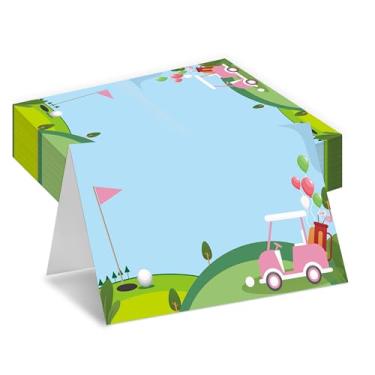 Imagem de Cartões de lugar de golfe, cartões de assento de par de golfe para configuração de mesa, pacote com 25 cartões de recepção meia dobra, suprimentos de lembrancinhas de festa de esportes de golfe