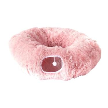 Imagem de WeiLaiKeQi Túnel interativo para gatos, brinquedo prático com bola, centro de atividades e caverna confortável para animais de estimação, ideal para coelhos e, Rosa