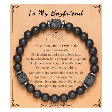 Imagem de 72ore para homens pulseira de cura para marido pulseira de pedra vulcânica para namorado pulseira de contas elásticas joias presentes para pai avô irmão, Adjustable, Cristal,