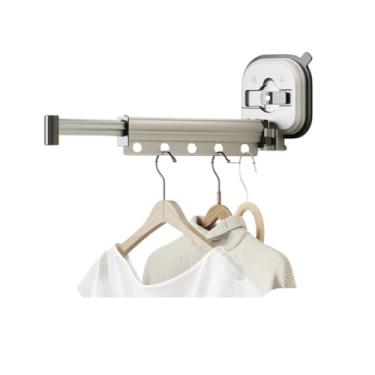 Imagem de Hhsdyl Varal de Parede à Prova de Vento, Secador de Roupas com Ventosa para Poupar Espaço, Varal Retrátil para Secar Roupas no Interior e Exterior,Silver,One fold