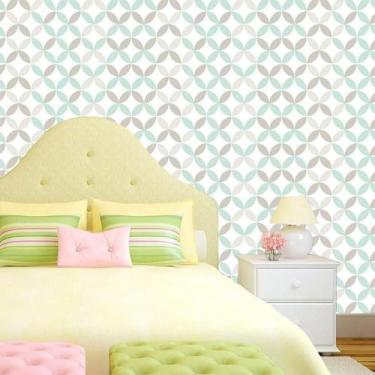 Imagem de Papel De Parede Figuras Geométricas Azul E Cinza Autocolante - LRP