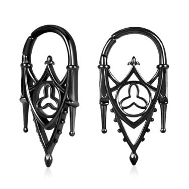 Imagem de Maxbott 2 peças de extensores de orelha de aço inoxidável estilo corrente para orelhas calibradas, expansores pesados para lóbulos esticados, piercing corporal joias para homens e mulheres, 5mm, Aço