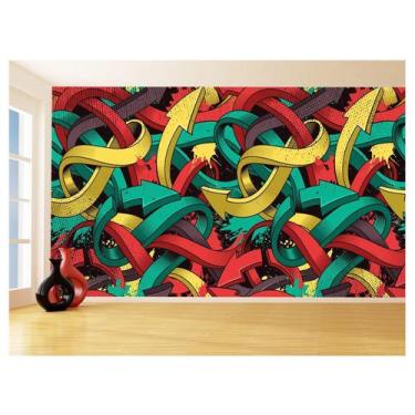 Imagem de Papel De Parede 3D Arte Graffiti Mural Setas Cor 3,5M Tra44 - Você Dec