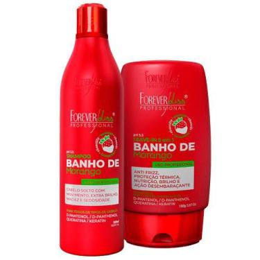 Imagem de Kit Forever Liss Banho De Verniz Morango Shampoo + Leave-in