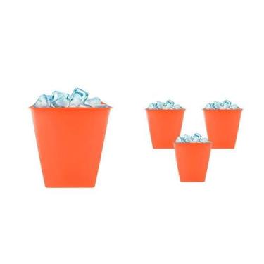 Imagem de Kit 4 Balde Gelo Laranja Neon 2,6L Plástico Premium - Bb Store