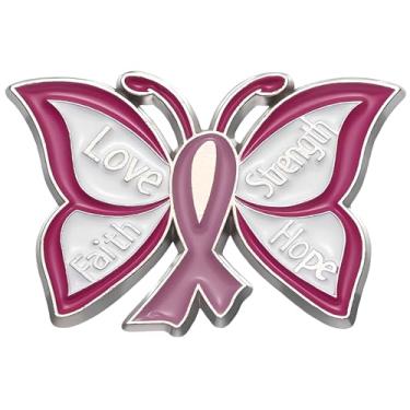 Imagem de Broche de metal com design de borboleta de conscientização do câncer de mama, com caixa de presente preta, presentes de Halloween para pacientes com câncer de mama, adequado para mulheres, meninas