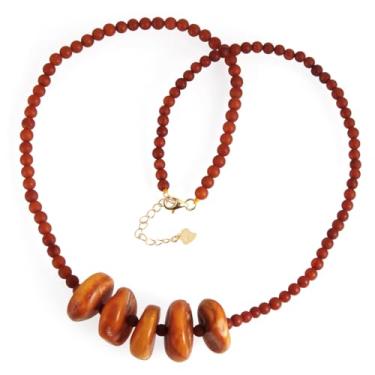 Imagem de Guptue Colar de âmbar gradiente natural, presente de aniversário e Natal para mulheres, 18 inches, Âmbar, Âmbar