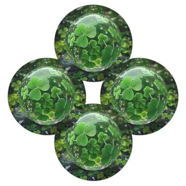 Imagem de ATTX Jogo americano redondo trevo verde para mesa de jantar, jogo americano de decoração do dia de São Patrício, tapetes para mesa de cozinha para 4#8