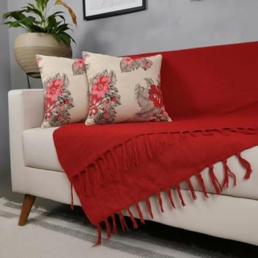 Imagem de Genérico, Kit Manta Para Sofá Vermelho + 2 Capas De Almofada Com Zíper Cor:01