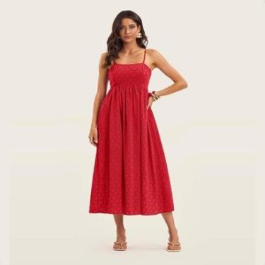 Imagem de Vestido Feminino Midi Laise Romântico Algodão Elegante Festa-Feminino