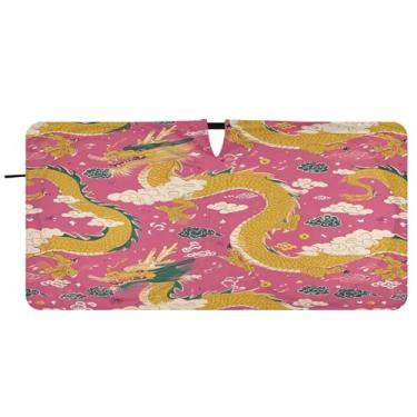 Imagem de ATTX Para-brisa de carro Pink Dragons - 157.5 cm x 81.3 cm Universal Sun Shield Visor| Acessórios automotivos refletores de calor para proteção do para-brisa dianteiro #537