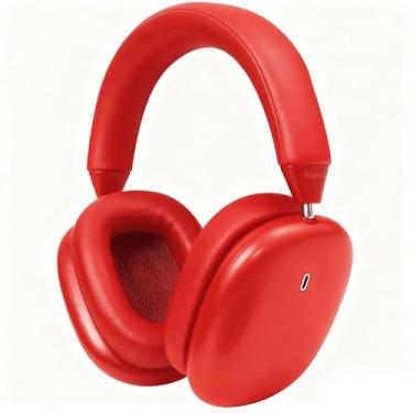 Imagem de Anjetsun ANC Wireless Over Ear Headphones with Mic & Touch Control,Stylish Metal Design,80H Playtime, Detachable Magnetic Ear Pads,Noise Cancelling Over the Head Headphones for Work(Blazing Red)