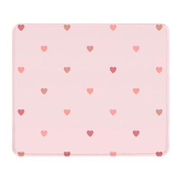 Imagem de Seorsok Tapete de rato com padrão de corações vermelhos e rosa, tapetes de rato texturizados premium para computador portátil de escritório, tapetes de rato bonitos quadrados laváveis com bordas