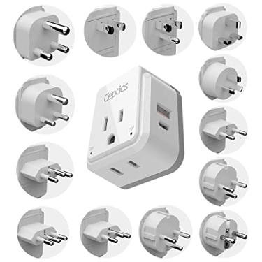 Imagem de Ceptics Jogo de viagem de adaptador de tomada de alimentação internacional, 20 W PD e QC, USB duplo seguro e USB-C 3.1 A - 2 tomadas de energia dos EUA. EUA - Compacto - uso na Europa, Ásia, África em