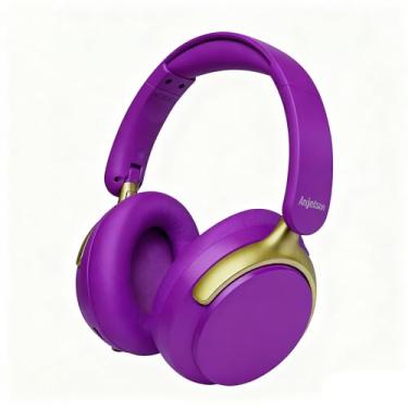Imagem de Anjetsun Wireless Over Ear Headphones with Mic, 80H Playtime & 800mAh Fast Charge, ANC Noise Cancelling & Transparency Mode, Over The Head Headphones for Work Travel(Violet Aura)
