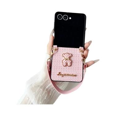 Imagem de Pulseira com padrão de tecido de ursinho 3D compatível com capa de tel