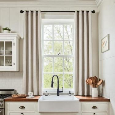 Imagem de Cortinas jinchan Linen Textured Blackout 160x160cm Bege x2