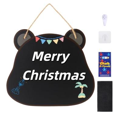 Imagem de Placa de madeira para pendurar com dois lados, quadro negro apagável com cordão para pendurar, 4 gizes, 2 ganchos, 1 borracha, placa de quadro negro com mensagem para loja, sala de aula, escritório